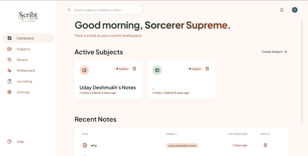 SCRIBT - AI-powered workspace by Uday Deshmukh